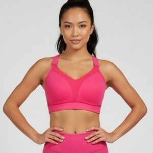 Spyder Active Women High Impact Sports Bra XL Pink Racerback Padded Mesh Support
